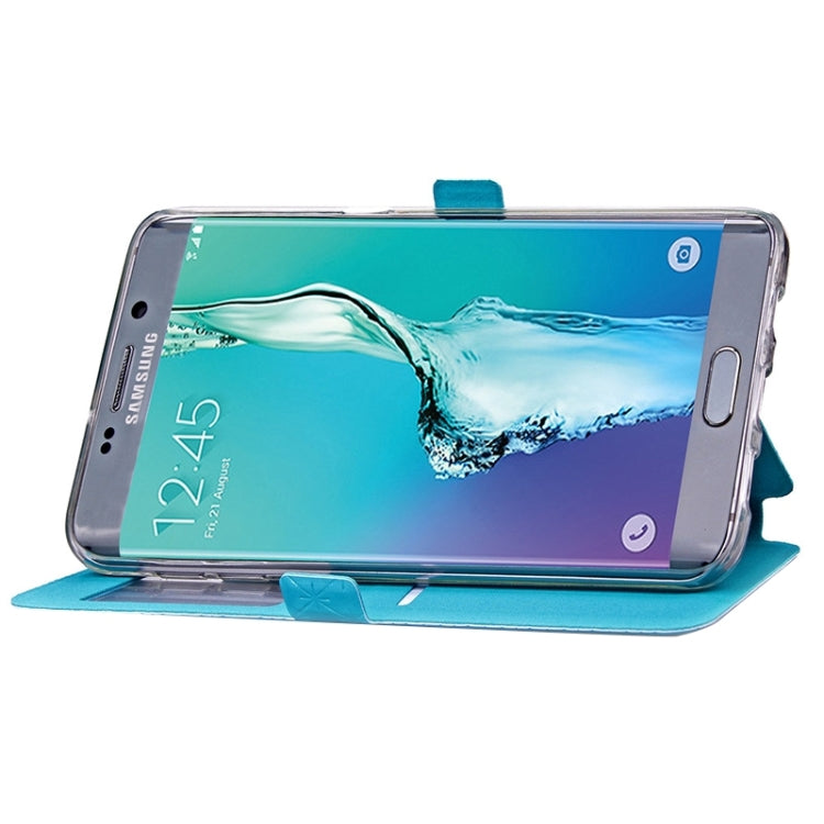 For Galaxy S6 Edge+ / G928 Argyles Texture Horizontal Flip Solid Color Leather Case with Holder & Card Slot & Call Display ID
