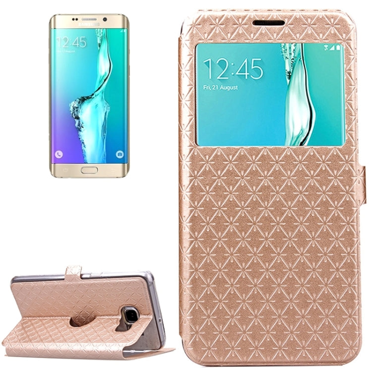 For Galaxy S6 Edge+ / G928 Argyles Texture Horizontal Flip Solid Color Leather Case with Holder & Card Slot & Call Display ID