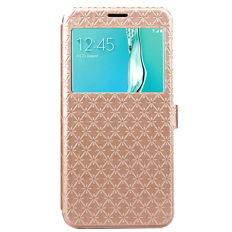 For Galaxy S6 Edge+ / G928 Argyles Texture Horizontal Flip Solid Color Leather Case with Holder & Card Slot & Call Display ID