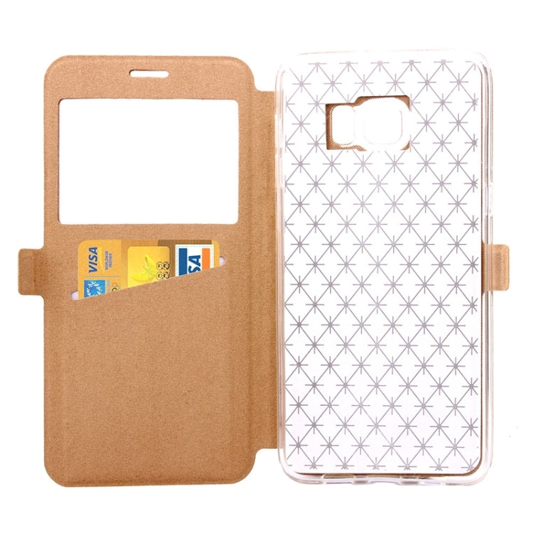 For Galaxy S6 Edge+ / G928 Argyles Texture Horizontal Flip Solid Color Leather Case with Holder & Card Slot & Call Display ID