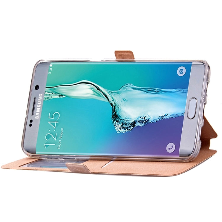 For Galaxy S6 Edge+ / G928 Argyles Texture Horizontal Flip Solid Color Leather Case with Holder & Card Slot & Call Display ID
