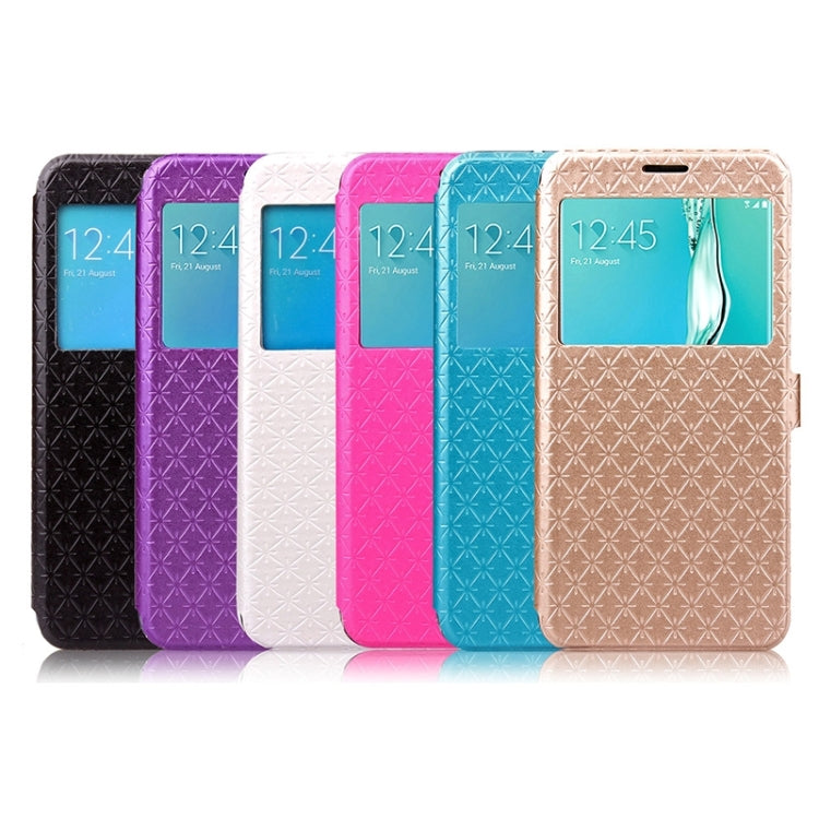 For Galaxy S6 Edge+ / G928 Argyles Texture Horizontal Flip Solid Color Leather Case with Holder & Card Slot & Call Display ID