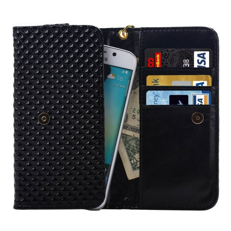 5 inch Universal Pearl Grid Texture Leather Case with Wallet & Card Slots & Lanyard for iPhone 6 & 6S / 5S / 5C , Galaxy E5 / A5 / J5