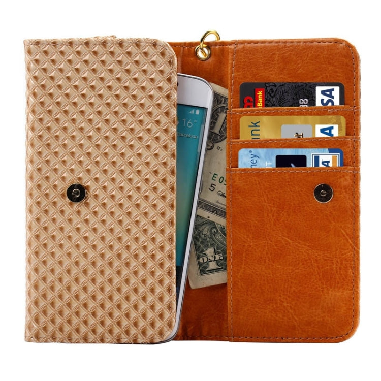 5 inch Universal Pearl Grid Texture Leather Case with Wallet & Card Slots & Lanyard for iPhone 6 & 6S / 5S / 5C , Galaxy E5 / A5 / J5