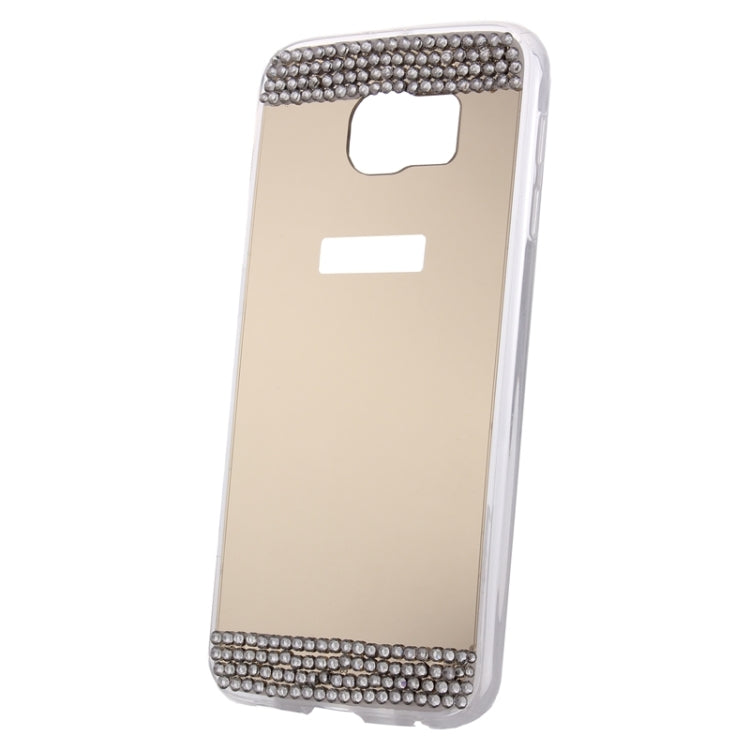 For Galaxy S6 Edge / G925 Diamond Encrusted Mirror TPU Protective Case (Gold)
