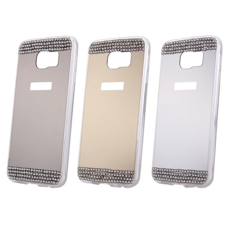 For Galaxy S6 Edge+ / G928 Diamond Encrusted Mirror TPU Protective Case (White)