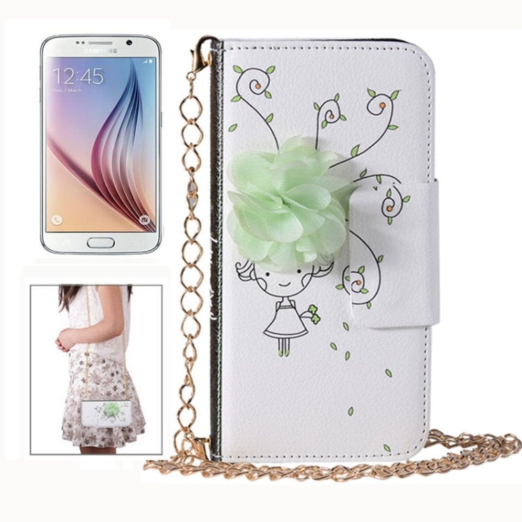 For Galaxy S6 / G920 Little Girl Pattern Wallet Style Leather Case with Chain & Card Slots