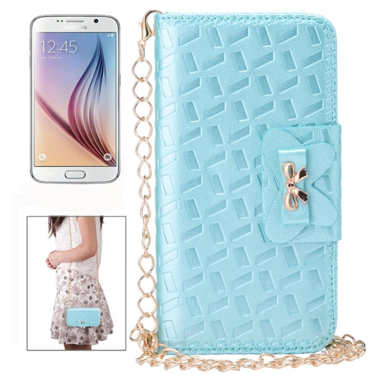 For Galaxy S6 / G920 Bowknot Embossing Wallet Style Leather Case with Chain & Card Slots