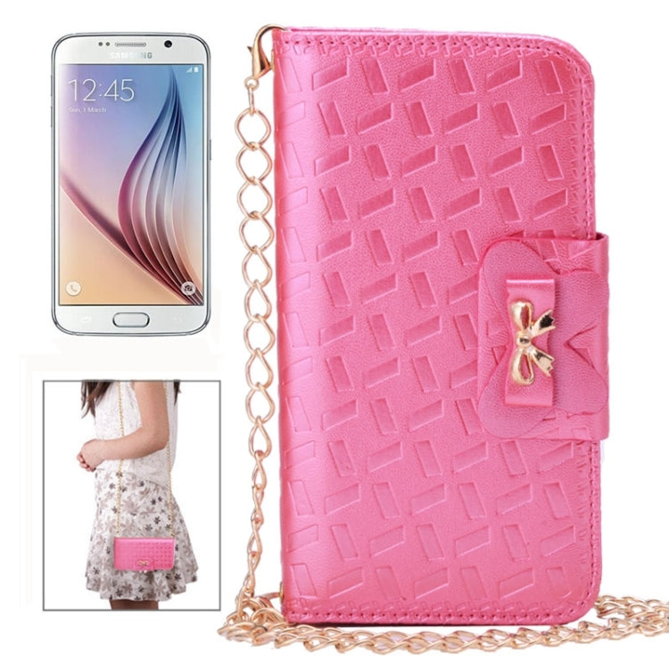 For Galaxy S6 / G920 Bowknot Embossing Wallet Style Leather Case with Chain & Card Slots
