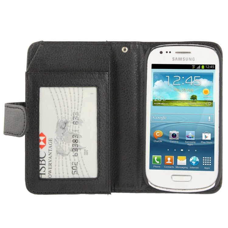 Litchi Texture Leather Case with Wallet & Lanyard for Galaxy SIII mini / i8190(Black)