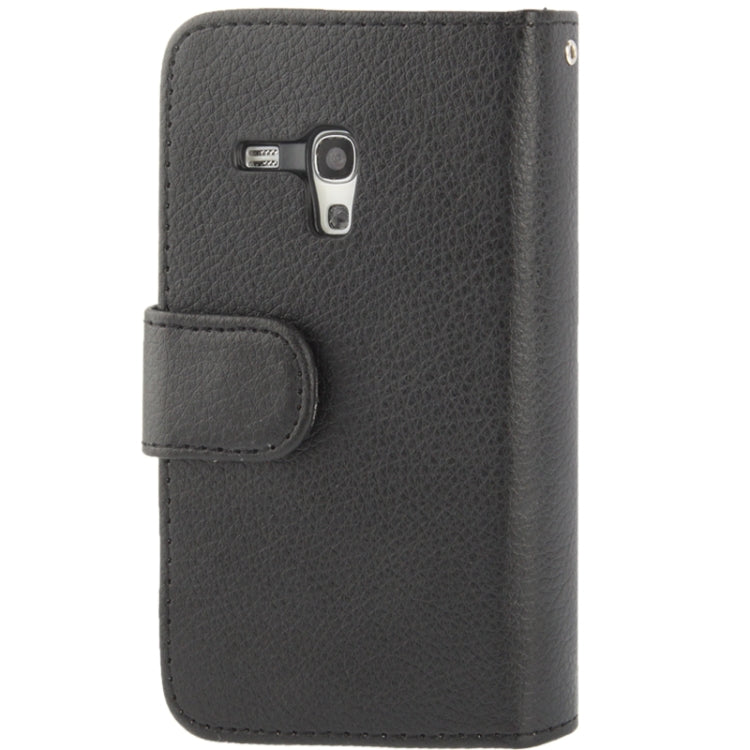 Litchi Texture Leather Case with Wallet & Lanyard for Galaxy SIII mini / i8190(Black)