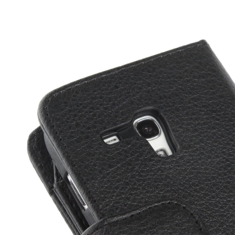 Litchi Texture Leather Case with Wallet & Lanyard for Galaxy SIII mini / i8190(Black)