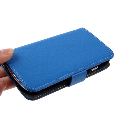 Litchi Texture  Leather Case Cover with Credit Card Slots & Holder for Galaxy SIII mini / i8190