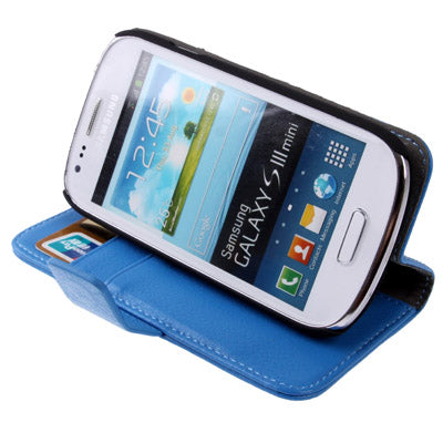 Litchi Texture  Leather Case Cover with Credit Card Slots & Holder for Galaxy SIII mini / i8190