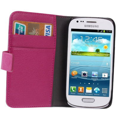 Litchi Texture  Leather Case Cover with Credit Card Slots & Holder for Galaxy SIII mini / i8190