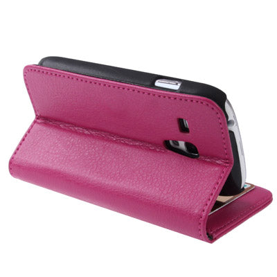 Litchi Texture  Leather Case Cover with Credit Card Slots & Holder for Galaxy SIII mini / i8190