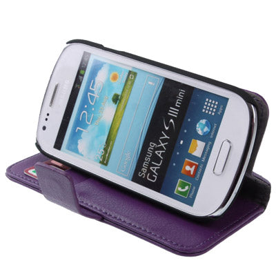 Litchi Texture  Leather Case Cover with Credit Card Slots & Holder for Galaxy SIII mini / i8190