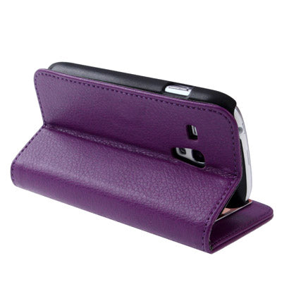 Litchi Texture  Leather Case Cover with Credit Card Slots & Holder for Galaxy SIII mini / i8190