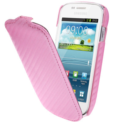 Carbon Fiber Texture Vertical Flip Leather Case for Galaxy SIII mini / i8190