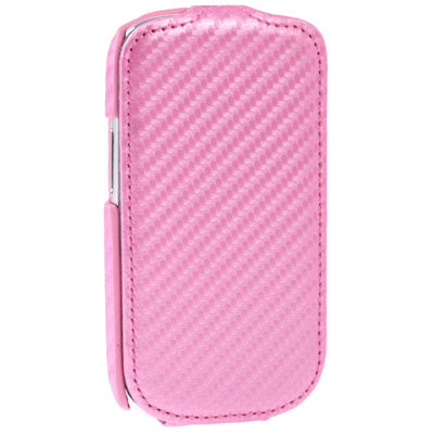 Carbon Fiber Texture Vertical Flip Leather Case for Galaxy SIII mini / i8190