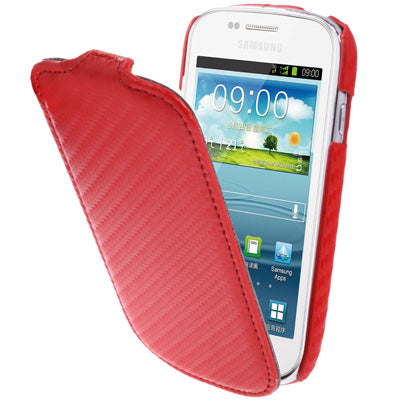 Carbon Fiber Texture Vertical Flip Leather Case for Galaxy SIII mini / i8190