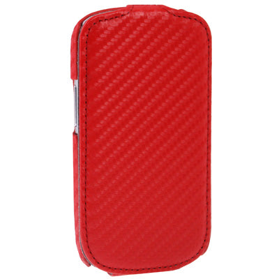 Carbon Fiber Texture Vertical Flip Leather Case for Galaxy SIII mini / i8190