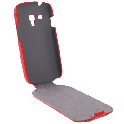 Carbon Fiber Texture Vertical Flip Leather Case for Galaxy SIII mini / i8190