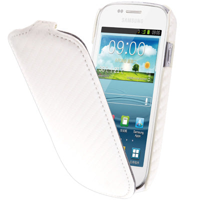 Carbon Fiber Texture Vertical Flip Leather Case for Galaxy SIII mini / i8190