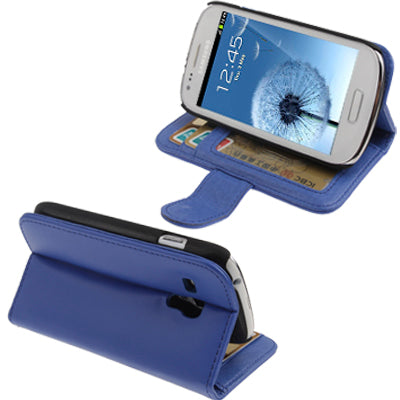 Pure Color Leather Case with Holder & Credit Card Slot for Galaxy SIII mini / i8190