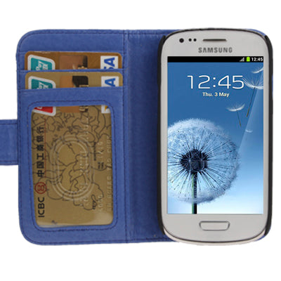 Pure Color Leather Case with Holder & Credit Card Slot for Galaxy SIII mini / i8190
