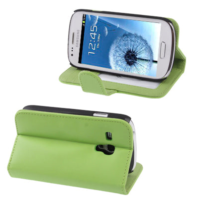Pure Color Leather Case with Holder & Credit Card Slot for Galaxy SIII mini / i8190