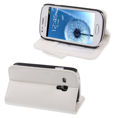 Pure Color Leather Case with Holder & Credit Card Slot for Galaxy SIII mini / i8190