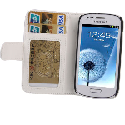Pure Color Leather Case with Holder & Credit Card Slot for Galaxy SIII mini / i8190