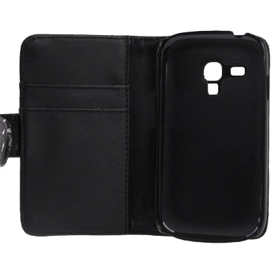 Flowers Shimmering Powder Leather Case with Credit Card Slot for Galaxy SIII mini / i8190