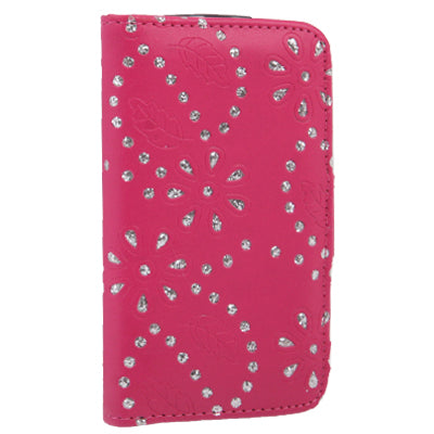 Flowers Shimmering Powder Leather Case with Credit Card Slot for Galaxy SIII mini / i8190