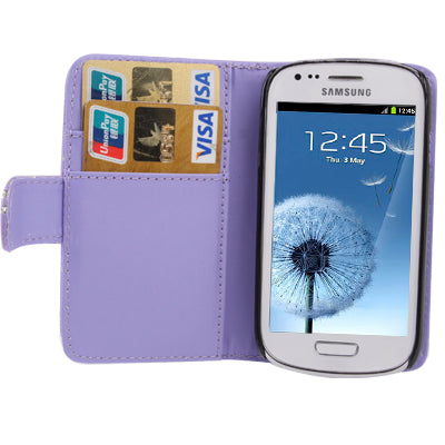 Flowers Shimmering Powder Leather Case with Credit Card Slot for Galaxy SIII mini / i8190