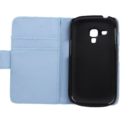 Flowers Shimmering Powder Leather Case with Credit Card Slot for Galaxy SIII mini / i8190