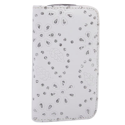 Flowers Shimmering Powder Leather Case with Credit Card Slot for Galaxy SIII mini / i8190