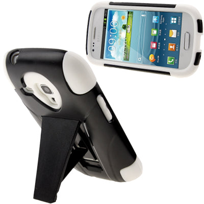 2 Color Silicon Case + Plastic Case with Holder Combination Shell for Galaxy SIII mini/ i8190(White)