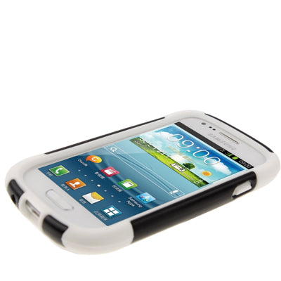 2 Color Silicon Case + Plastic Case with Holder Combination Shell for Galaxy SIII mini/ i8190(White)