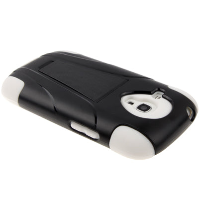 2 Color Silicon Case + Plastic Case with Holder Combination Shell for Galaxy SIII mini/ i8190(White)