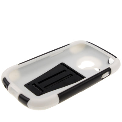 2 Color Silicon Case + Plastic Case with Holder Combination Shell for Galaxy SIII mini/ i8190(White)