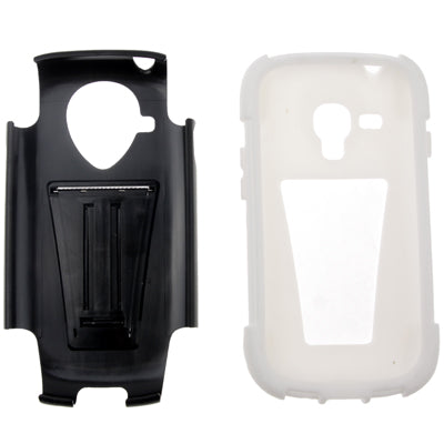 2 Color Silicon Case + Plastic Case with Holder Combination Shell for Galaxy SIII mini/ i8190(White)