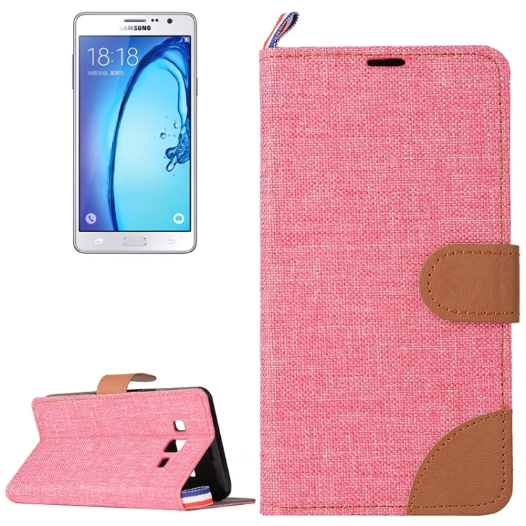 Denim Texture Horizontal Flip Leather Case with Magnetic Snap & Card Slots & Holder & Sling for Galaxy On5 / G550