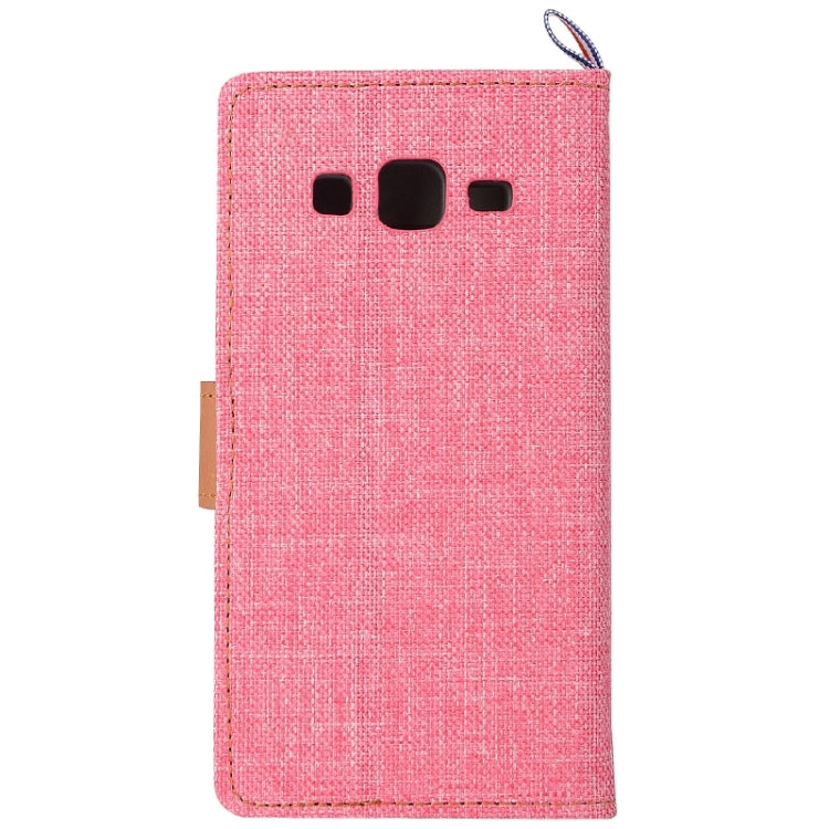 Denim Texture Horizontal Flip Leather Case with Magnetic Snap & Card Slots & Holder & Sling for Galaxy On5 / G550