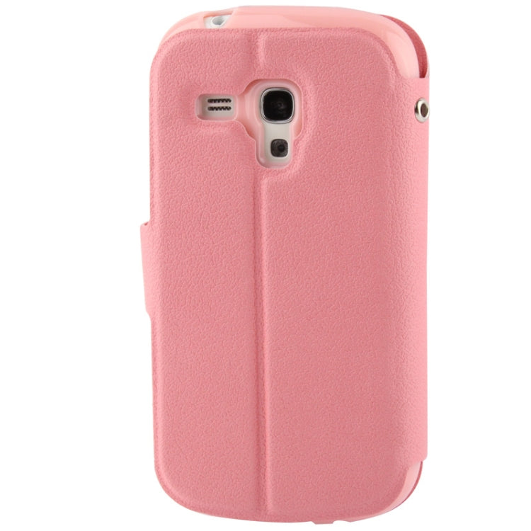 Pebble Texture Leather Case with Call Display ID & Holder for Galaxy SIII mini / i8190(Pink)