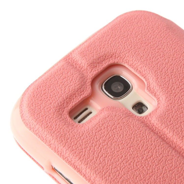 Pebble Texture Leather Case with Call Display ID & Holder for Galaxy SIII mini / i8190(Pink)