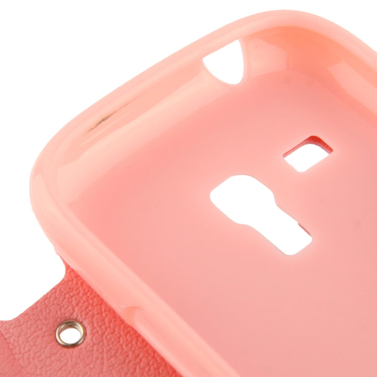 Pebble Texture Leather Case with Call Display ID & Holder for Galaxy SIII mini / i8190(Pink)
