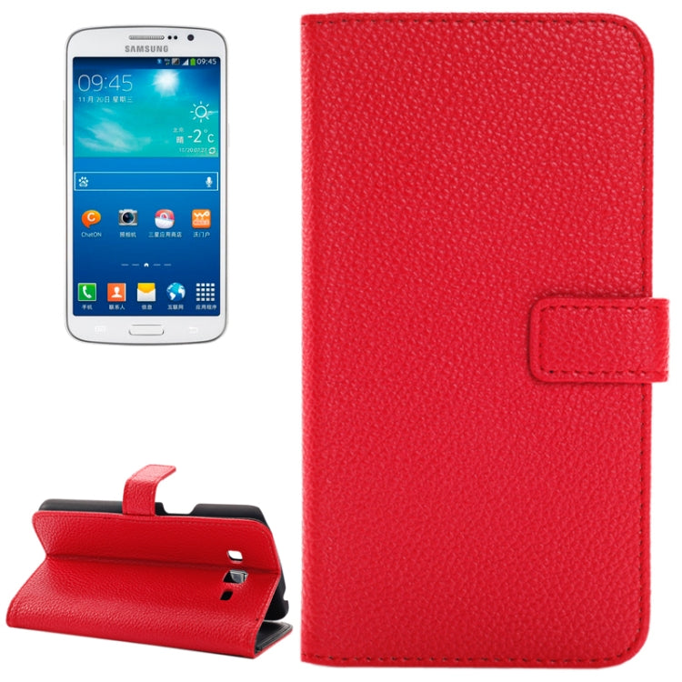 Litchi Texture Flip Leather Case with Credit Card Slots & Holder for Galaxy Grand 2 / G7106