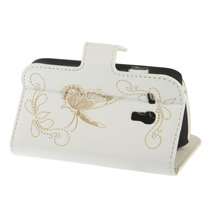 Butterfly Pattern Leather Case with Credit Card Slots & Holder for Galaxy S III mini / i8190